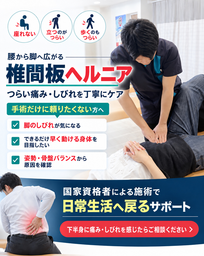 椎間板ヘルニアの施術｜整骨院元 くまなん院