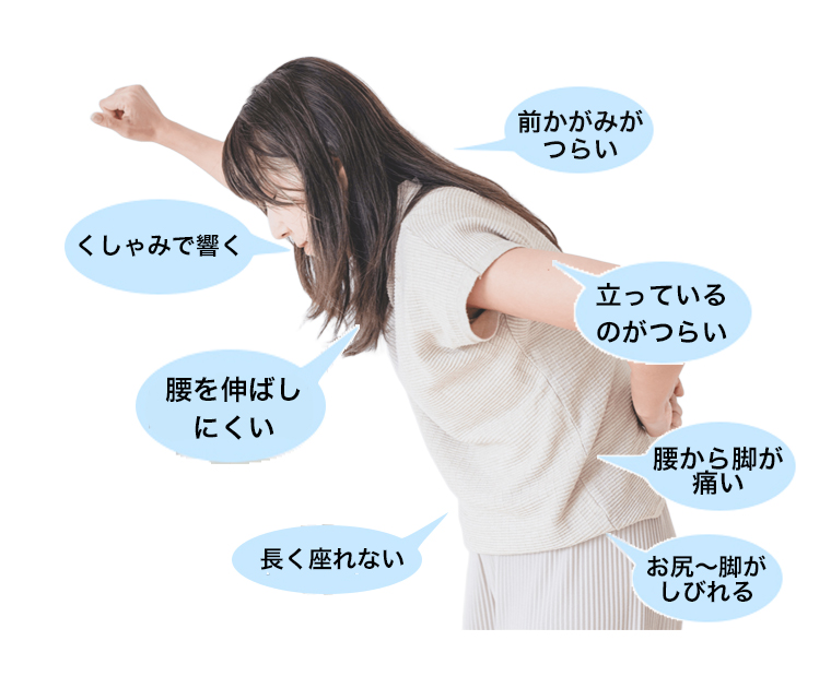 椎間板ヘルニアで起こりやすい症状のイラスト